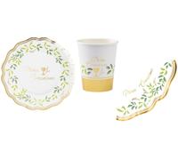 Coordinato tavola PRIMA COMUNIONE LIBERTY NEW oro e bianco piatti bicchieri tova