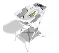 COOSEYA 2 in 1 Vasca da Bagno per Neonati con Supporto, Vasca Pieghevole per Neonati e Rete di Supporto, Adatta da 0 a 18 Mesi, Compatta e Facile da Trasportare, Grigio