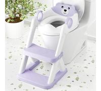 COOSEYA Sedile WC per bambini, per imparare a usare il vasino, 2 in 1, per bambini e bambine, impermeabile, imbottito, con sgabello antiscivolo (viola)