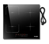 Cooskir Piano Cottura Induzione 4 Fuochi, Piano Cottura a Induzione Cooksir 4 Piastre, Piano Induzione con Spina, Zona Combinata Flessibile, 3500Watt, 220V, 50Hz