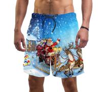 coosun Costume da bagno da uomo con Babbo Natale, da spiaggia, ad asciugatura rapida, Babbo Natale renna, M