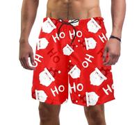 coosun Pantaloncini da spiaggia da uomo con renna di Natale, ad asciugatura rapida, taglia S, Babbo Natale Hohoho, XXL