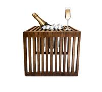 COOTAB COOLER TABLE | Tavolino Mykonos con radiatore estraibile in acciaio inox | Tavolo lounge quadrato in legno di teak | resistente alle intemperie per interni ed esterni | 40 x 40 x 40 cm |