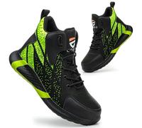 COOU Scarpe Antinfortunistiche Uomo Alte Scarpe da Lavoro Donna Comode Leggere con Punta in Acciaio Traspiranti Scarpe Sicurezza Verde 38