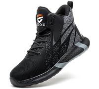 COOU Scarpe Antinfortunistiche Uomo Alte Scarpe da Lavoro Leggere Nero 42