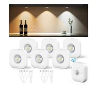 Coovee 6pcs Illuminazione per LED Armadio a Con Sensore di Movimento, Luce Aarmadio Sottopensile, 3 Temperature di Colore Dimmerabili, Senza Fili USB, Ricaricabile con Telecomando, per Vetrine Cucina