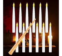 Coovee Candele LED Senza Fiamma con Telecomando a Bacchetta Magica, 12 Floating Candles da Appendere, Calda Lampeggiante Candela, Candela Conica Elettrica per Matrimonio Halloween Festa di compleanno