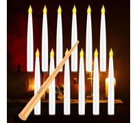 Coovee Candele LED Senza Fiamma con Telecomando a Bacchetta Magica, 12 Floating Candles da Appendere, Calda Lampeggiante Candela, Candela Conica Elettrica per Matrimonio famiglia Festa di compleanno