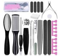 COOVS Kit di strumenti professionali per pedicure in acciaio inox per rimuovere calli e pelle dura morta, raschietto per pedicure, raspa per la cura dei piedi, set per pedicure (colore: 20 pezzi in