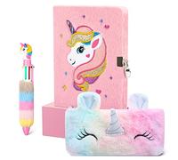 Cooyou Diario Segreto Bambina con Lucchetto, Set di Diario Segreto in Peluche Unicorno Include Un A5 Unicorno Diario bambina, Regalo per Bambina di 5 6 7 8 9 10 11 12 Anni, Rosa