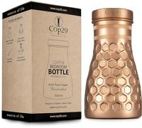 Cop29 Borraccia fatta a mano Dolny Shiny a nido d'ape in rame per camera da letto, brocca con coperchio, caraffa d'acqua da comodino (uso interno con coperchio allentato) - 1000 ml/34 oz