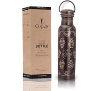 Cop29 Bottiglia d'Acqua Antica Mira in Rame Puro di Alta qualità incisa a Mano con Manico e benefici per la Salute ayurvedica, 900 ml / 30 Once