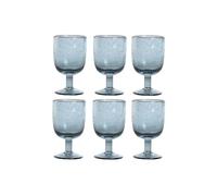 COPA SET 6 CRISTAL 8X8X14 300ML BURBUJAS AZUL