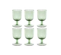 COPA SET 6 CRISTAL 8X8X14 300ML BURBUJAS VERDE