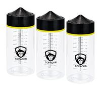 Copackr Chubby Gorilla V3 set di 3 flaconi contagocce in plastica (200 ml) con tappo a prova di bambino, indicazione della dimensione per olio, inchiostro e/o prodotti chimici, perfetti per i viaggi
