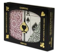 Copag 1546 100% Plastic Poker Playing Cards, Jumbo Index Green & Burgundy Backs Twin Pack