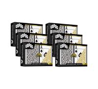 Copag 1546 Design Carte da gioco in plastica al 100%, formato Bridge (stretto), nero/oro (confezione da 6 Jumbo Index)