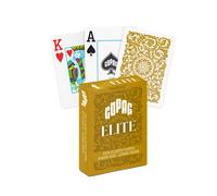 COPAG 1546 ELITE 100% PLASTICA GIOCO CARTE JUMBO INDEX POKER SIZE ORO NUOVO