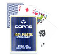 Copag Blu Deck 2 Angolo Carte da Gioco 100% Plastica Regolare Index Poker Nuovo
