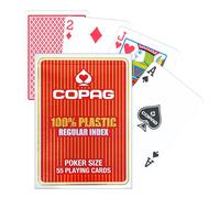 Copag Rosso Deck 2 Angolo Playing Carte 100% Plastica Regolare Index Poker Nuovo