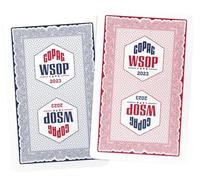 Copag WSOP 2023 - Carte da gioco giocate in 100% plastica, dimensioni strette (ponte), blu/rosso, doppio mazzo (indice Jumbo)