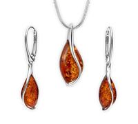 Copal Set Gioielli Con Collana E Orecchini In Ambra E Argento 925 Prodotti NellUE Per Donne