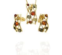 Copal Stupendo Set Gioielli Da Donna In Ambra Con Argento Placcato Oro