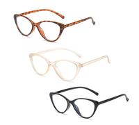 Copbopwn 3 Pieces Blue Light Blocking Glasses - Clear Fashion Cat Eye Screen Glasses for Computer, Reading, Anti Glare, Migraine Relief - Blue Light Filter for Women Men