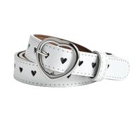 Copbopwn Cintura in Ecopelle per Bambini Cinture con Fibbia a Cuore di Pesca per Ragazze Cintura in Vita Solida Cintura con Occhiello Cuore D'amore (bianco)