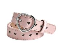 Copbopwn Cintura in Ecopelle per Bambini Cinture con Fibbia a Cuore di Pesca per Ragazze Cintura in Vita Solida Cintura con Occhiello Cuore D'amore (rosa)