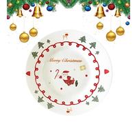 Copbopwn Piatto Rotondo da 8" a Tema Natalizio Piatti di Natale Piatti di Natale in Ceramica Piatti Natalizi per la Vigilia di Natale per Insalata Pasta e Presentazione a Tavola (Babbo Natale)
