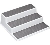 Copco Basics Portaspezie a 3 Ripiani per Armadio Interno, Organizzatore Antiscivolo per Ripiani da Cucina, 26 x 23 x 8,5cm, Bianco/Grigio