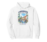 Copenaghen Città Danimarca Bandiera Nyhavn Viaggio Arte Floreale D Felpa con Cappuccio