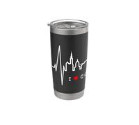 Copenaghen Skyline Battito Cuore Danimarca Amo København Bicchiere termico in acciaio inox doppia parete