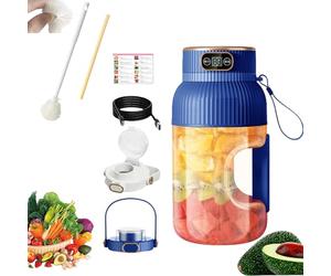 Copenrain Multifunctional Portable Juicer Cup With Digital Display, 2024 New Juice Cup Blender, Rechargeable Blender Portable, Blender for Shakes, Smoothies, Fruits (Blue, Cup+Double Lid)