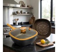 Copensunny Poele Titane 30cm avec Couvercle - Poêle Antiadhésive en Alliage de Titane Haute Performance, Sautoute Durable pour Induction, Gaz et Vitrocéramique - Cuisson Saine et Homogène