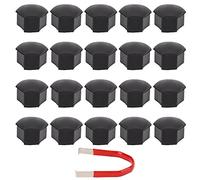 Coperchi Dadi Ruota, 20 Pezzi con Strumento Rimozione, Nero - Materiale Resistente in Ferro e ABS, Installazione Facile per