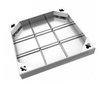 Coperchi e telai per pozzetti incassati, Coperchio for fossa settica da incasso, chiusino in acciaio inox con telaio e foro for tirare(500x500x50mm)