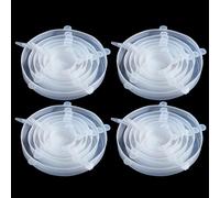 Coperchi elasticizzati in silicone, confezione da 24, coperchi ecologici riutilizzabili Miracle elasticizzati, copertura per alimenti per microonde, in silicone, per piatti, barattoli, ciotole