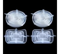 Coperchi elasticizzati in silicone, confezione da 24, coperchi ecologici riutilizzabili Miracle elasticizzati, per microonde, per piatti, barattoli, ciotole (rotondi e rettangolari)