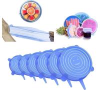Coperchi elasticizzati in silicone, coperchi elastici durevoli ed ecologici, riutilizzabili, resistenti al calore, coperchi di diverse dimensioni per ciotole (blu - 12 confezioni)