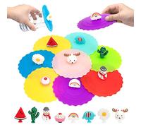 Coperchi in Silicone per Tazze in Silicone 8 Pezzi Coperchio a Forma di Animale Colorato a Forma di Animale Creativo a Prova di Perdite per Caffè