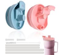 Coperchi per Stanley Cup 40oz (2 Pezzi), Copertura Antipolvere con 4 cannucce, riutilizzabili, Accessori per Stanley Cup, Coperchio di Ricambio per Accessori