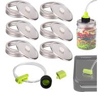 Coperchi sottovuoto per barattoli di vetro FoodSaver, coperchio sottovuoto per barattoli di vetro da 7 cm, 6 set di coperchi sottovuoto in acciaio inox a bocca normale per la conservazione degli