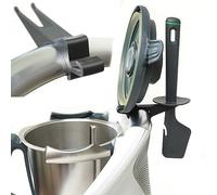 Coperchio 2 in 1 + supporto spatola adatto per robot da cucina Bimby TM5 & TM6 (nero)