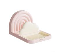 Coperchio a forma di arcobaleno e portautensili con vassoio antigoccia rimovibile, grazioso organizer da cucina a forma di nuvola per spatole, cucchiai, bacchette (rosa)