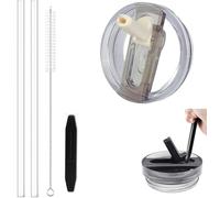 Coperchio a prova di perdite per Stanley Quencher H2.0 0,89 l, non adatto per Stanley IceFlow 0,89 l, set di coperchi con 2 cannucce e 1 spazzola per la pulizia, rimovibile, facile da pulire (bianco
