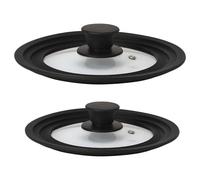 briebe TotaLid Set di 2 Coperchi Universali per Padella con Bordo in Silicone e Vetro Temperato, Multidiametro 16-18-20cm e 24-26-28cm, senza BPA, per Pentole, Casseruole, Valvola per il Vapore