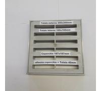 Coperchio/Caditoia completo di telaio PVC colore grigio PEDONALE misura 20x20cm