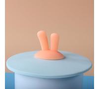 Coperchio compatto in silicone riutilizzabile per bicchieri, adatto per aperture di diametro 100 mm, per zuppe di caffè o bevande ghiacciate (orecchie da coniglietto rosa)